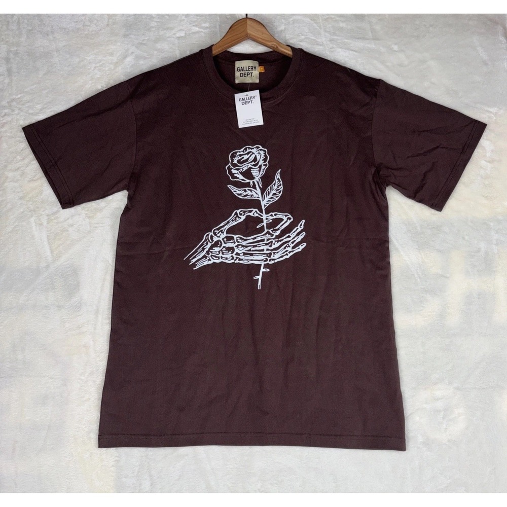 Gallery Dept Men L Art That Kills Welted Rose T Shirt Brown 100% Cotton Made USA